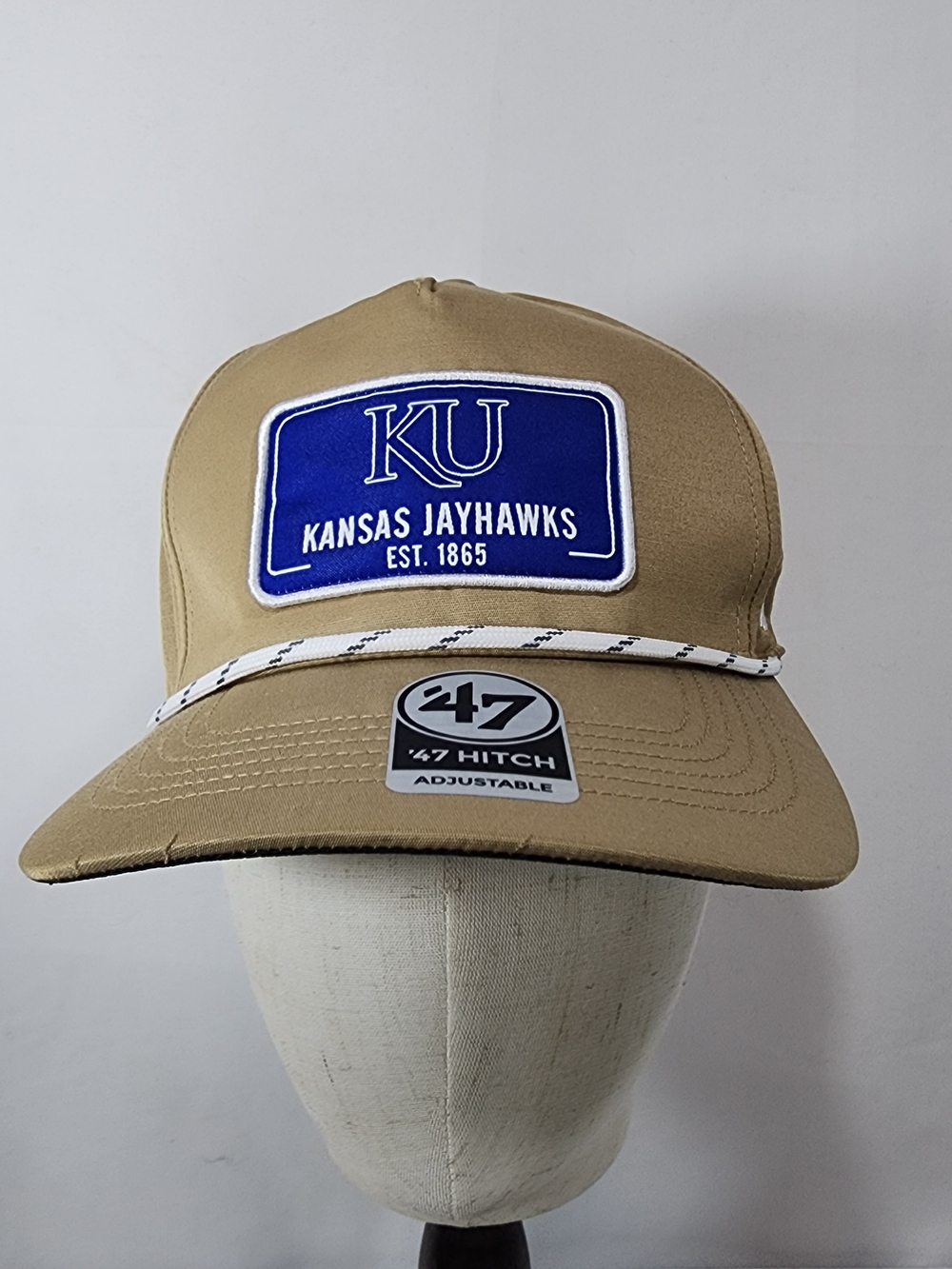 New '47 Brand Kansas Jayhawks Hitch Rope Hat - Khaki Tan Adjustable Snapback NWT